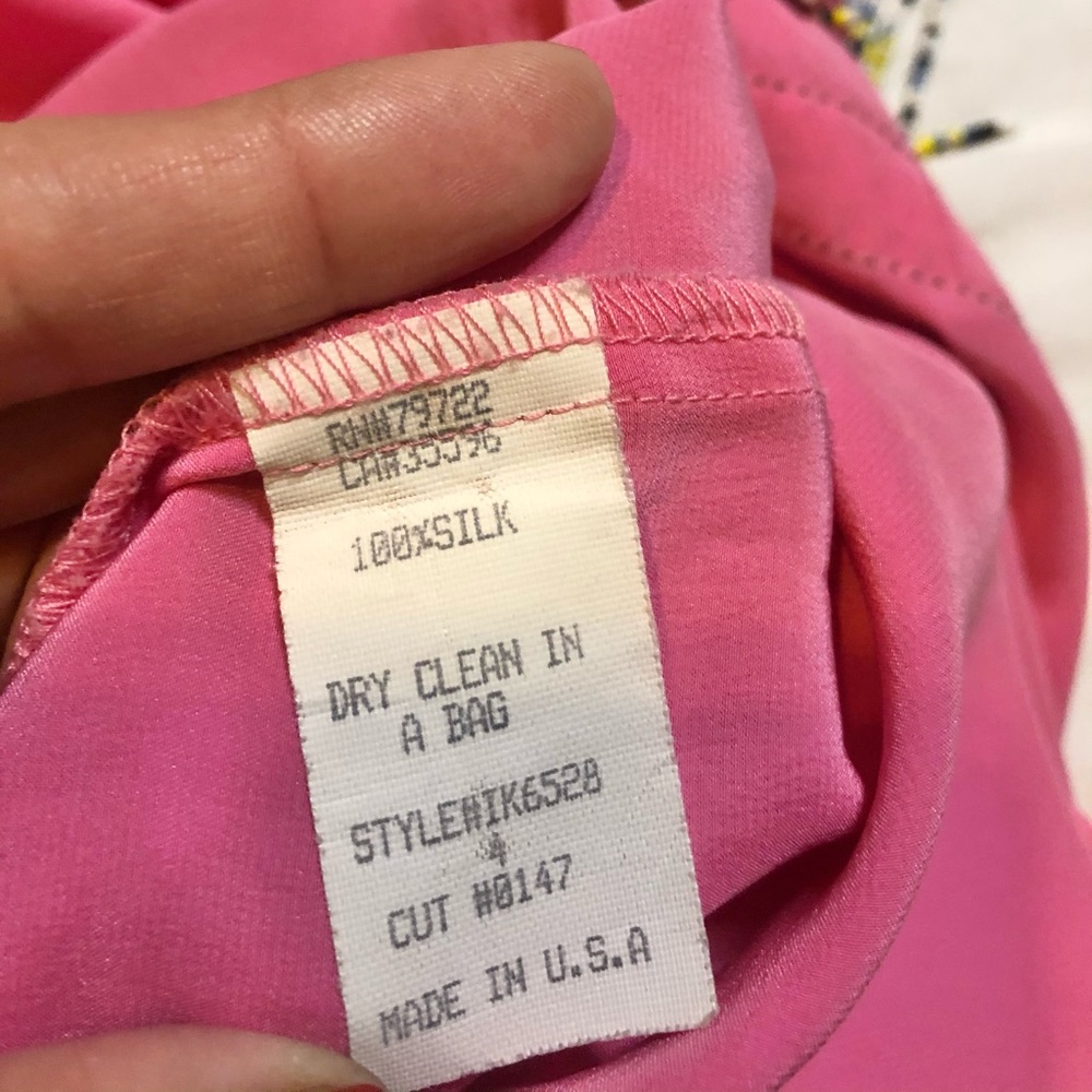 Poleci Vintage Pink Silk beaded skirt size 4 - Picture 5 of 6